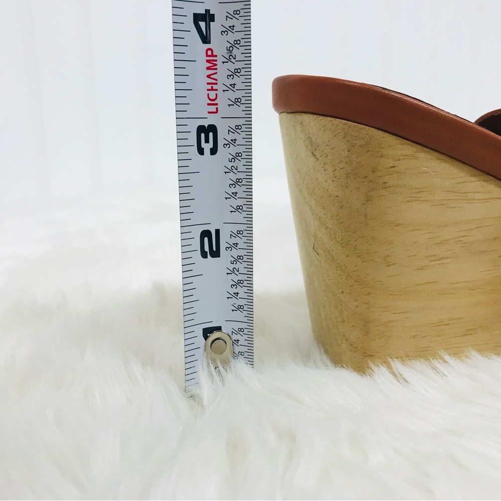 RACHEL COMEY Brown Leather Mule Clog Wedge Sandal Tawny Woven Stud Size 6 - Picture 13 of 13